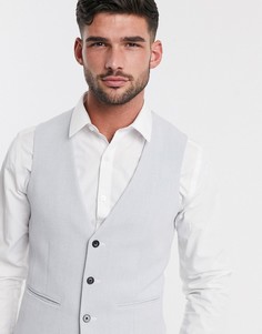 Серый оксфордский жилет супероблегающего кроя ASOS DESIGN wedding