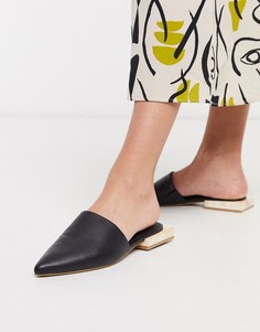 Черные туфли на плоской подошве с острым носом и мраморным каблуком ASOS DESIGN-Черный