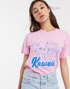 Футболка с мультяшным принтом ASOS DESIGN-Розовый