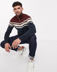 Темно-синий джемпер с воротом на молнии Burton Menswear-Коричневый
