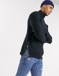 Темно-синий джемпер с высоким воротом Topman