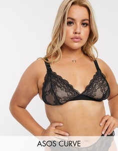Кружевной бюстгальтер с мягкими треугольными чашечками ASOS DESIGN Curve-Черный