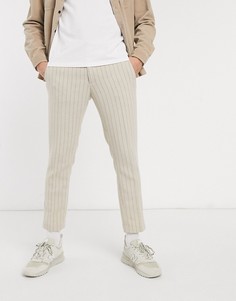 Шерстяные брюки скинни до щиколотки в тонкую полоску ASOS DESIGN-Светло-бежевый