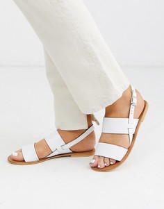 Белые кожаные сандалии ASOS DESIGN-Белый