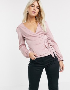 Атласная блузка с запахом Glamorous-Фиолетовый