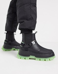 Черные ботинки челси на массивной рифленой подошве ASOS DESIGN-Черный