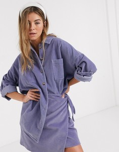 Фиолетовая вельветовая рубашка oversized ASOS DESIGN-Фиолетовый