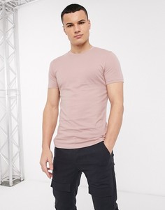 Светло-розовая обтягивающая футболка New Look-Зеленый