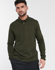 Зеленый лонгслив-поло из плотного трикотажа ASOS DESIGN