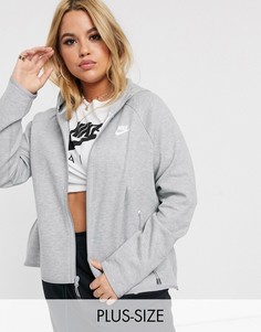 Серый флисовый худи на молнии Nike Plus Tech