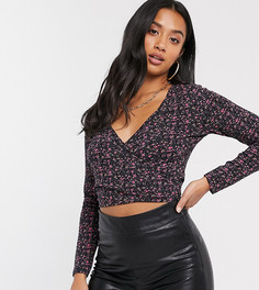 Топ с цветочным принтом и запахом ASOS DESIGN Petite-Мульти