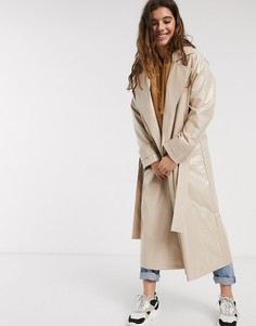 Нюдовый тренч из винила ASOS DESIGN-Розовый