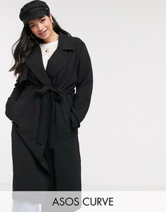 Черное пальто ASOS DESIGN Curve-Черный
