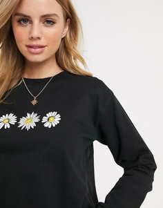 Свитшот с цветочным принтом ASOS DESIGN-Белый