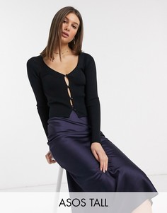 Кардиган в рубчик ASOS DESIGN Tall-Черный