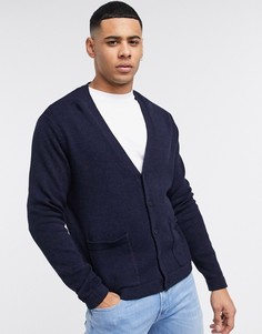 Темно-синий фактурный кардиган на пуговицах ASOS DESIGN