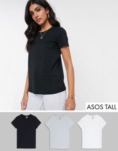 3 футболки со скидкой из органического хлопка с круглым вырезом ASOS DESIGN Tall-Мульти