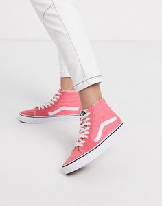 Розовые высокие кеды с белыми вставками Vans Authentic-Розовый