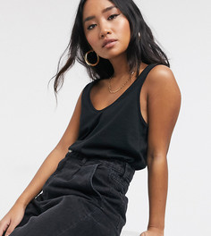 Черная майка из органического хлопка с овальным вырезом ASOS DESIGN Petite ultimate-Черный