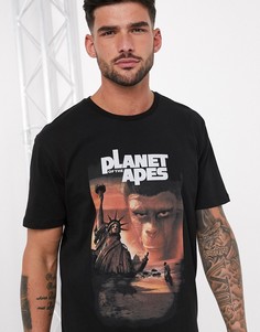 Свободная футболка с принтом ASOS DESIGN-Черный
