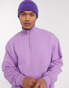 Фиолетовый oversized-свитшот с короткой молнией ASOS DESIGN