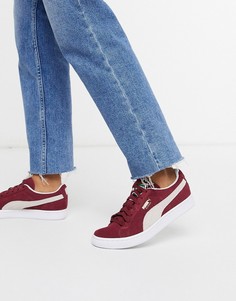 Бордово-белые замшевые кроссовки Puma CLASSIC+-Красный