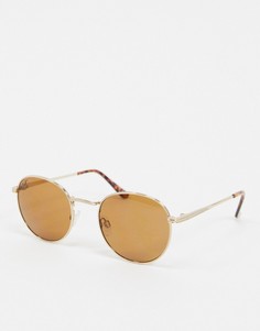 Круглые солнцезащитные очки в золотистой оправе Jeepers Peepers-Золотой