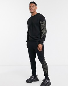 Джоггеры скинни от комплекта с вышивкой тигра ASOS DESIGN-Черный