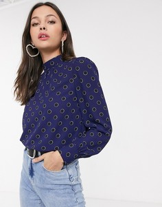 Синий топ в горошек New Look