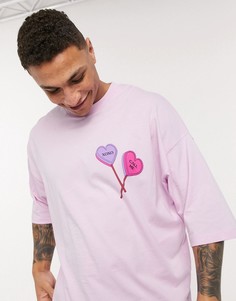 Oversize-футболка на День св. Валентина с принтом на груди ASOS DESIGN-Фиолетовый