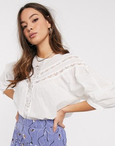Белая блузка с кружевными вставками Vero Moda-Белый