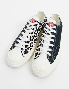 Кеды с леопардовым принтом и логотипом Converse Chuck 70 Ox-Коричневый