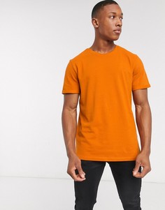 Оранжевая приталенная премиум-футболка из пике с отворотами на рукавах Jack & Jones-Оранжевый