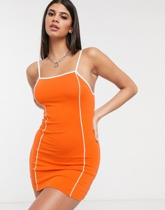 Оранжевое облегающее платье с контрастной отделкой Daisy Street-Оранжевый