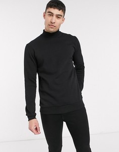 Черный свитшот с высоким воротником ASOS DESIGN