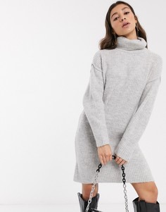 Платье мини с отворачивающимся воротником ASOS DESIGN-Серый