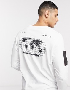 Белый лонгслив с принтом Jack & Jones Core