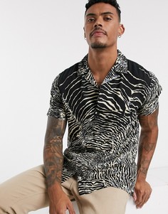 Черная рубашка с узором "зебра" Topman-Черный