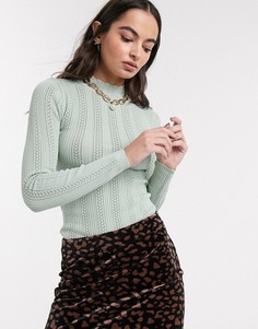 Зеленый топ с высоким воротником River Island