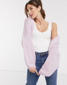 Пушистый кардиган с объемными рукавами ASOS DESIGN-Розовый