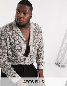 Классическая рубашка с отложным воротником и узором пейсли ASOS DESIGN Plus-Золотой