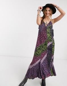 Платье макси с принтом Free People-Черный