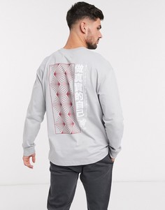 Серый лонгслив с принтом Topman
