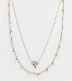 Ожерелье из цепочек в несколько рядов с подвеской-кактусом Reclaimed Vintage inspired-Золотой