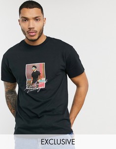 Oversized-футболка с принтом и логотипом Reclaimed Vintage-Черный