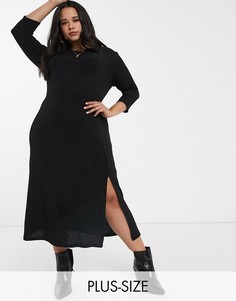 Черное платье миди с принтом River Island Plus-Черный
