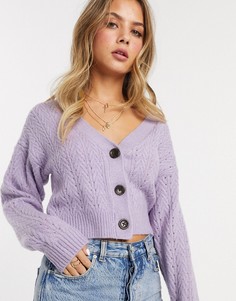 Лавандовый кардиган крупной вязки Miss Selfridge-Фиолетовый