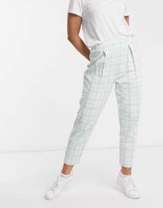 Широкие жаккардовые брюки в клетку со складками ASOS DESIGN-Мульти