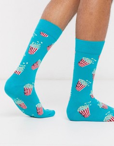 Носки с рисунком попкорна Happy Socks-Синий