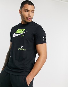 Черная футболка с принтом Nike-Черный